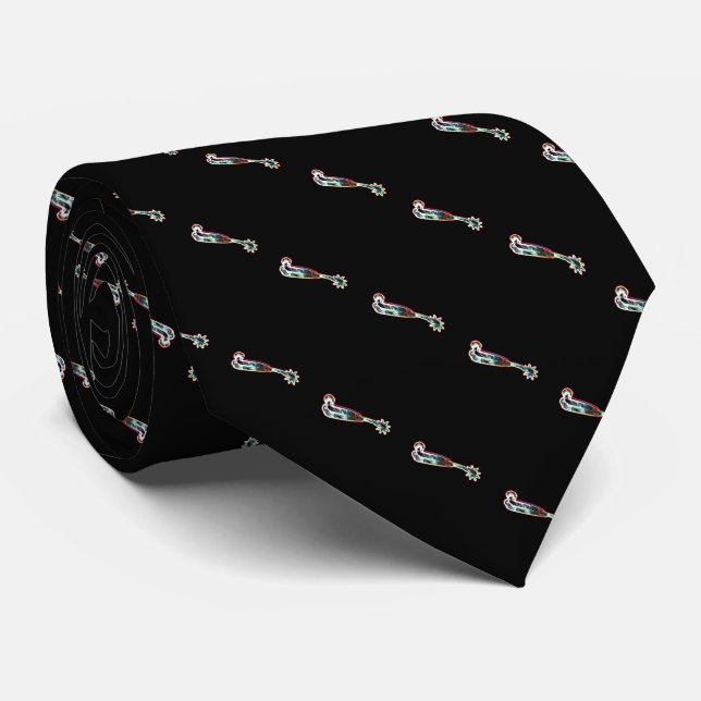 Western Glowing Cowboy Spurs Print Necktie (Rolled)