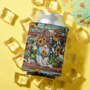 Western Gnome Sunflowers Turquoise Stones Can Cooler