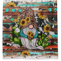 Farmhouse Bee Gnomes Watercolor Sunflower Shower Curtain Set