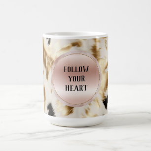 Western Gold Black White Cream Cowhide Coffee Mug