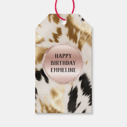 Western Gold Black White Cream Cowhide Gift Tags