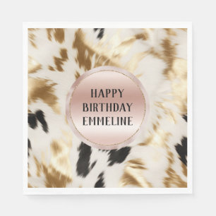 Western Gold Black White Cream Cowhide Napkins