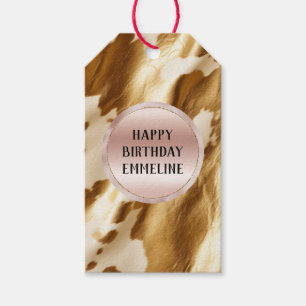 Western Gold Cream Cowhide Gift Tags