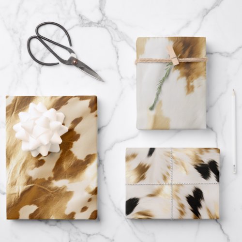 Western Gold Cream Cowhide Wrapping Paper Sheets