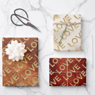 Western Gold Glitz Love Wrapping Paper Sheets