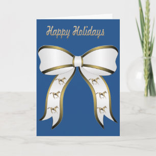Western Gold Horse and Bow Happy Holidays Holiday Card