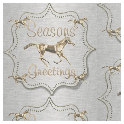Western Gold Horse On Silver Holiday Fabric