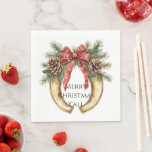 Western Gold Horse Shoe Christmas Pine Cones Napkins