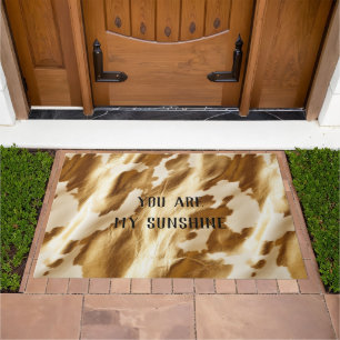 Western Gold White Cream Cowhide Doormat