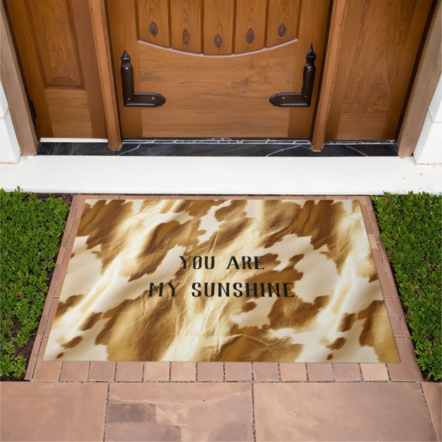 Western Gold White Cream Cowhide Doormat (Outdoor)