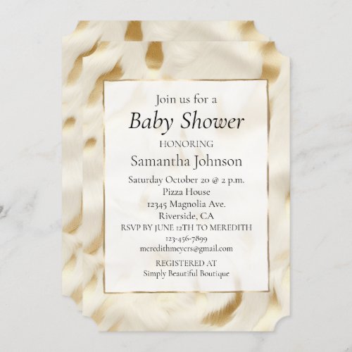 Western Gold White Cream Cowhide  Invitation