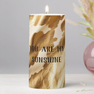 Western Gold White Cream Cowhide Pillar Candle