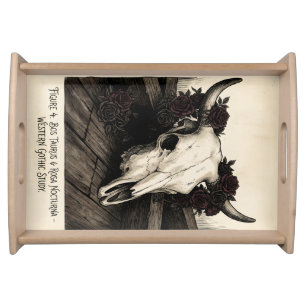 Western Gothic Till Death Skeleton Floral Wedding Serving Tray