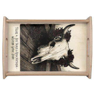 Western Gothic Till Death Skeleton Floral Wedding Serving Tray