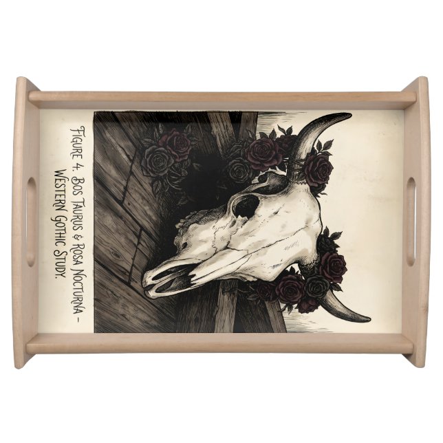 Western Gothic Till Death Skeleton Floral Wedding  Serving Tray (Front)