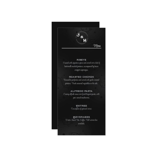 Western Gothic Wedding Reception Menu (Front/Back In Situ)