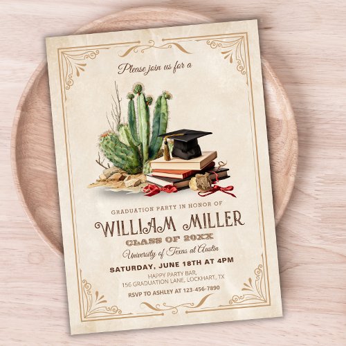 Western Graduation Party Country Cowboy Grad Invitation