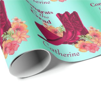 Western Graduation Rodeo Cowboy Boots Hat Personal Wrapping Paper