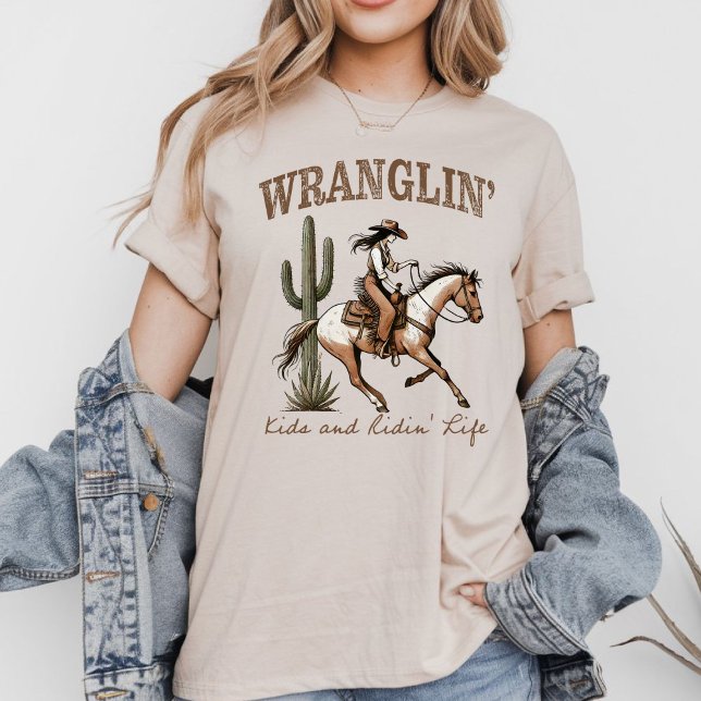 Western Graphic T-Shirt - Wrangling Kids Tri-Blend Shirt (Creator Uploaded)