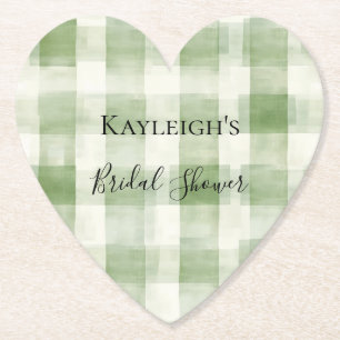 Western Green Cream Plaid Stripes Country Paper Coaster
