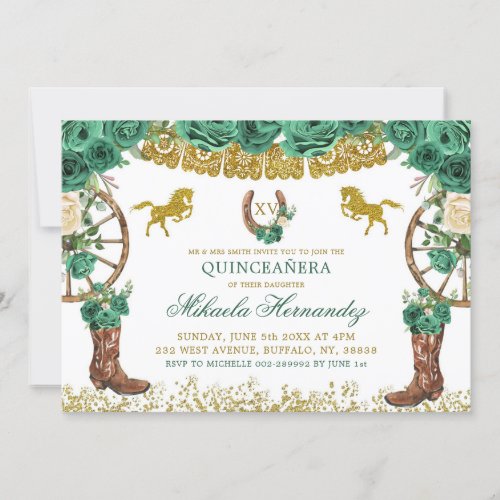 Western Green Hunter Charra Mis Quince Landscape I Invitation