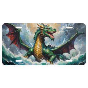 WESTERN GREEN WATER DRAGON FANTASY LICENSE PLATE