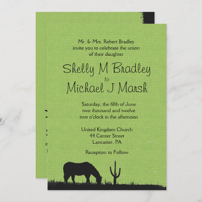 Western Green Wedding Invitation (Front/Back)