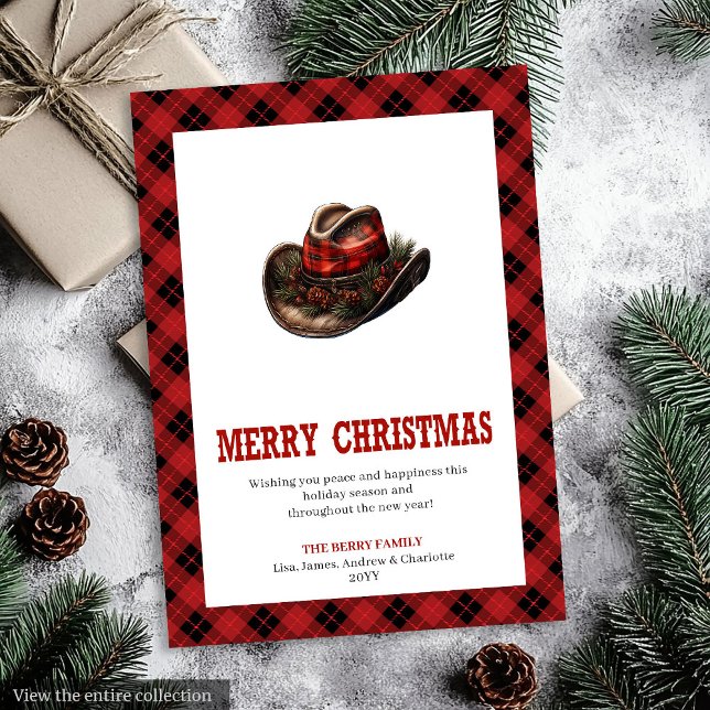 Western greeting card red black tartan border (Western greeting card red black tartan border

)