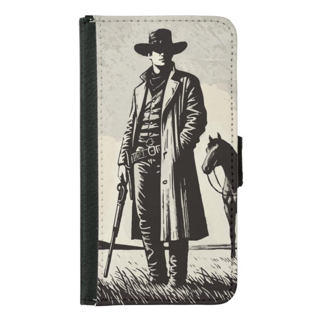 Western Gunslinger Cowboy Samsung Galaxy Wallet Case (Front)