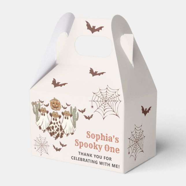 Western Halloween Cactus Birthday Party Favor Boxes (Front Side)