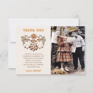Western Halloween Cowboy Birthday Party Photo Thank You Card