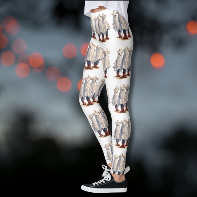 Western Halloween Cowboy Ghosts Leggings (Matching items available in the collection)
