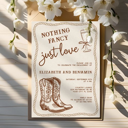 Western Hand Drawn Nothing Fancy Engagement Party Invitation