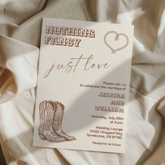 Western Hand Drawn Nothing Fancy Just Love Wedding Invitation
