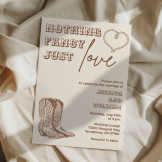 Western Hand Drawn Nothing Fancy Just Love Wedding Invitation