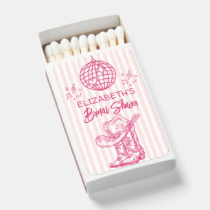 Western Hand Drawn Pink Cowgirl Boots Disco Party Matchboxes