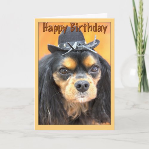 Western Happy Birthday Cavalier King Charles Card