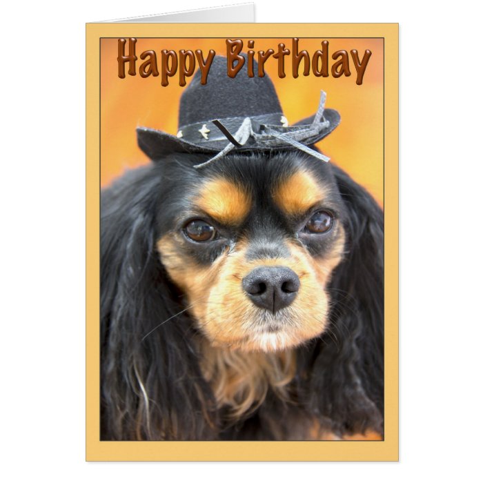 Western Happy Birthday Cavalier King Charles Card