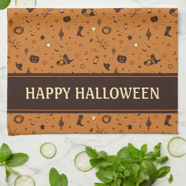 western hat and boots  kitchen towel (Folded)