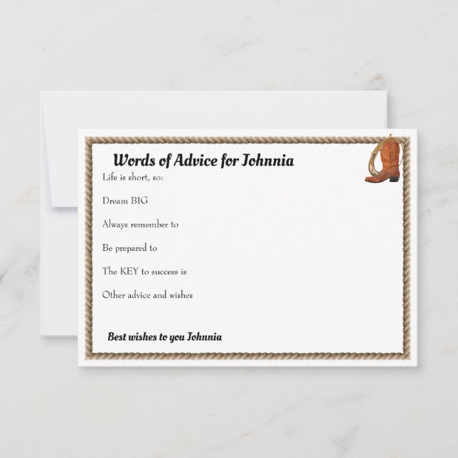 Western Hat and Lariat graduate advice  Note Card (Front)