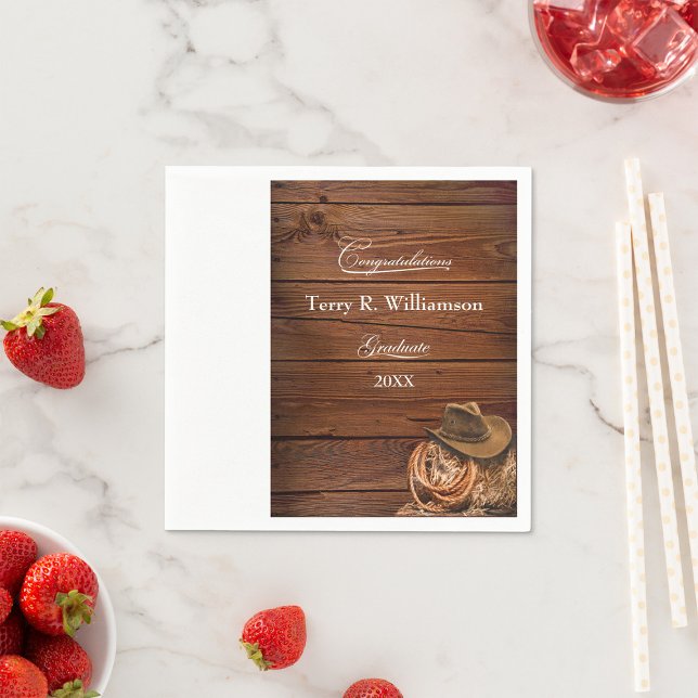 Western Hat and Lasso Graduation Party Napkins (Creator Uploaded)