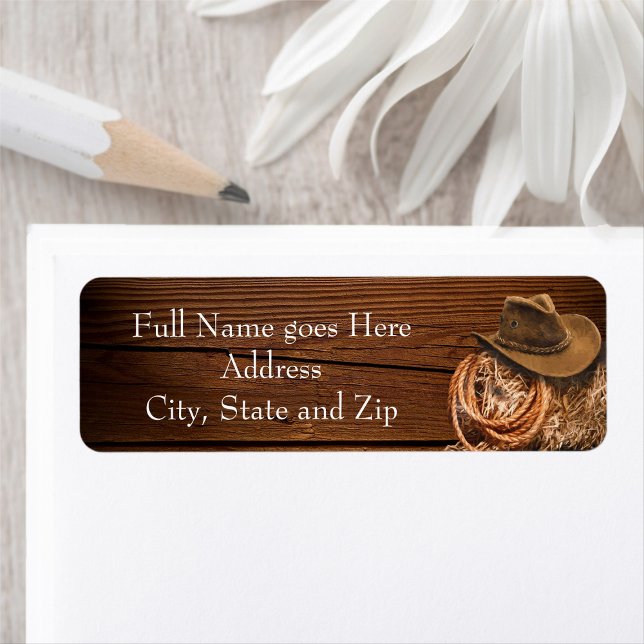 Western Hat and Lasso Graduation return address Label (Creator Uploaded)