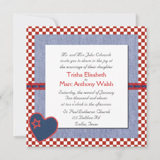 Western Heart and Checks Wedding Invitation