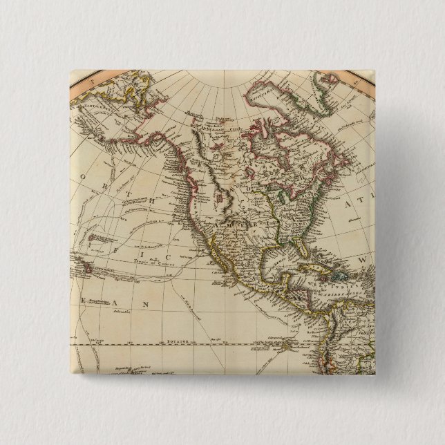 Western Hemisphere Circular Map Button (Front)