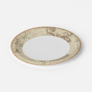Western Hemisphere Circular Map Paper Plates