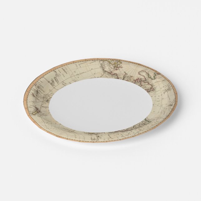Western Hemisphere Circular Map Paper Plates (Angled)