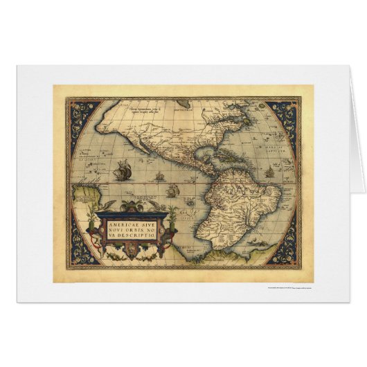 Western Hemisphere Map By Ortelius 1570 Cards (Front Horizontal)