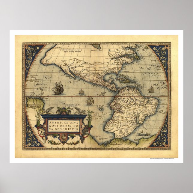 Western Hemisphere Map By Ortelius 1570 Poster (Front)
