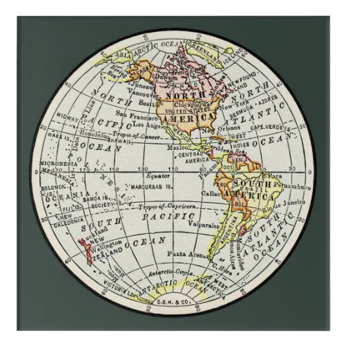 Western Hemisphere Map Globe Travel Acrylic Print