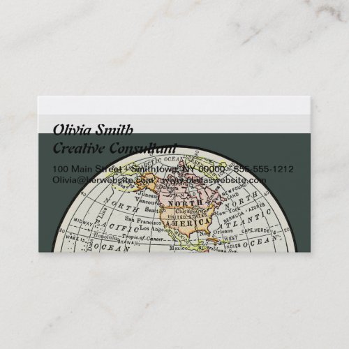 Western Hemisphere Map Globe Travel Business Card